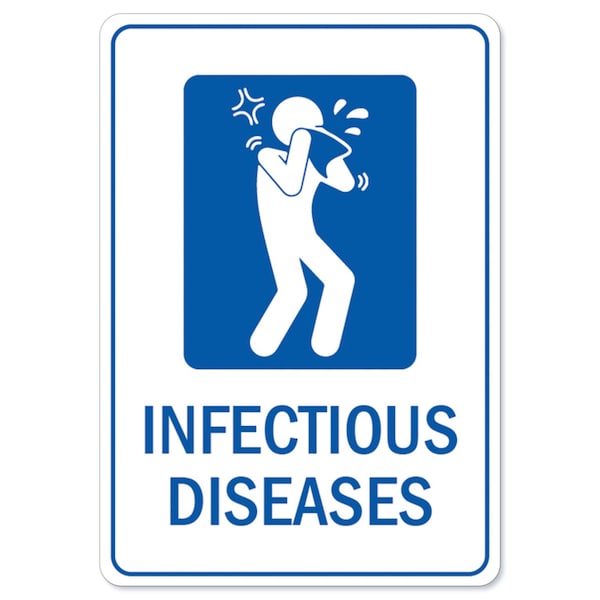 Safety Sign, OSHA Notice, 3.5" Height, Infectious Diseases, 10PK